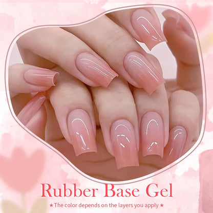 BORN PRETTY 15ml Jelly Nude Rubber Base Gel Natural Milky White Clear Semi permanent Self-Leveling Soak Off UV LED Gel Varnish