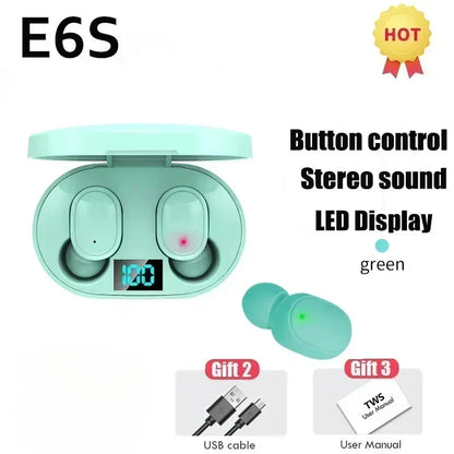 E6S Wireless Bluetooth Earphones TWS Bluetooth Headset Wireless Earbuds Noise Cancelling Earphones with Microphone Headphones