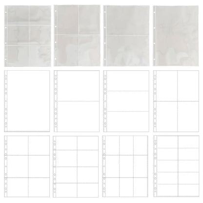 A4 Clear 10 Pcs Photo Album Refill Pages File Protector 4/11 Holes 6×4 8×10 4/11 Ring Binder Photocards Postcard Card Notebook