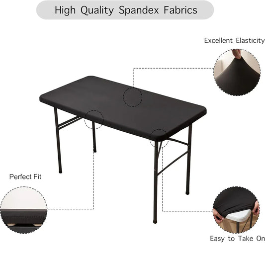 1 Pc 4/6/8ft Spandex Tablecloth Elastic Fitted Stretch Rectangular Tablecloth Washable and Wrinkle Resistant Patio Table Cover