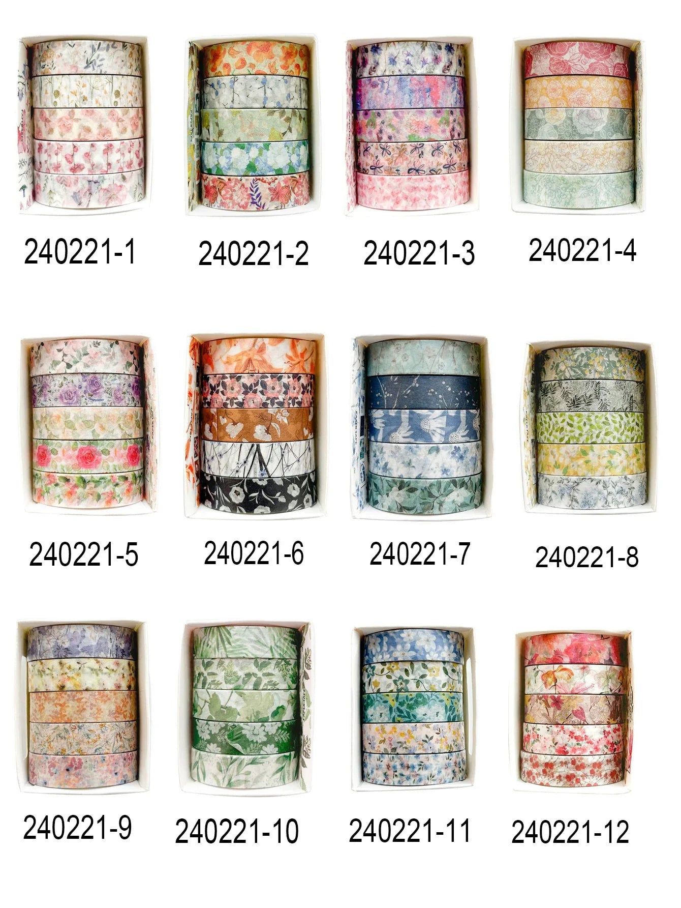 5 rolls of boxed romantic flower handbook tape, cute DIY fresh decorative washi tape for students, a must-have gift for students