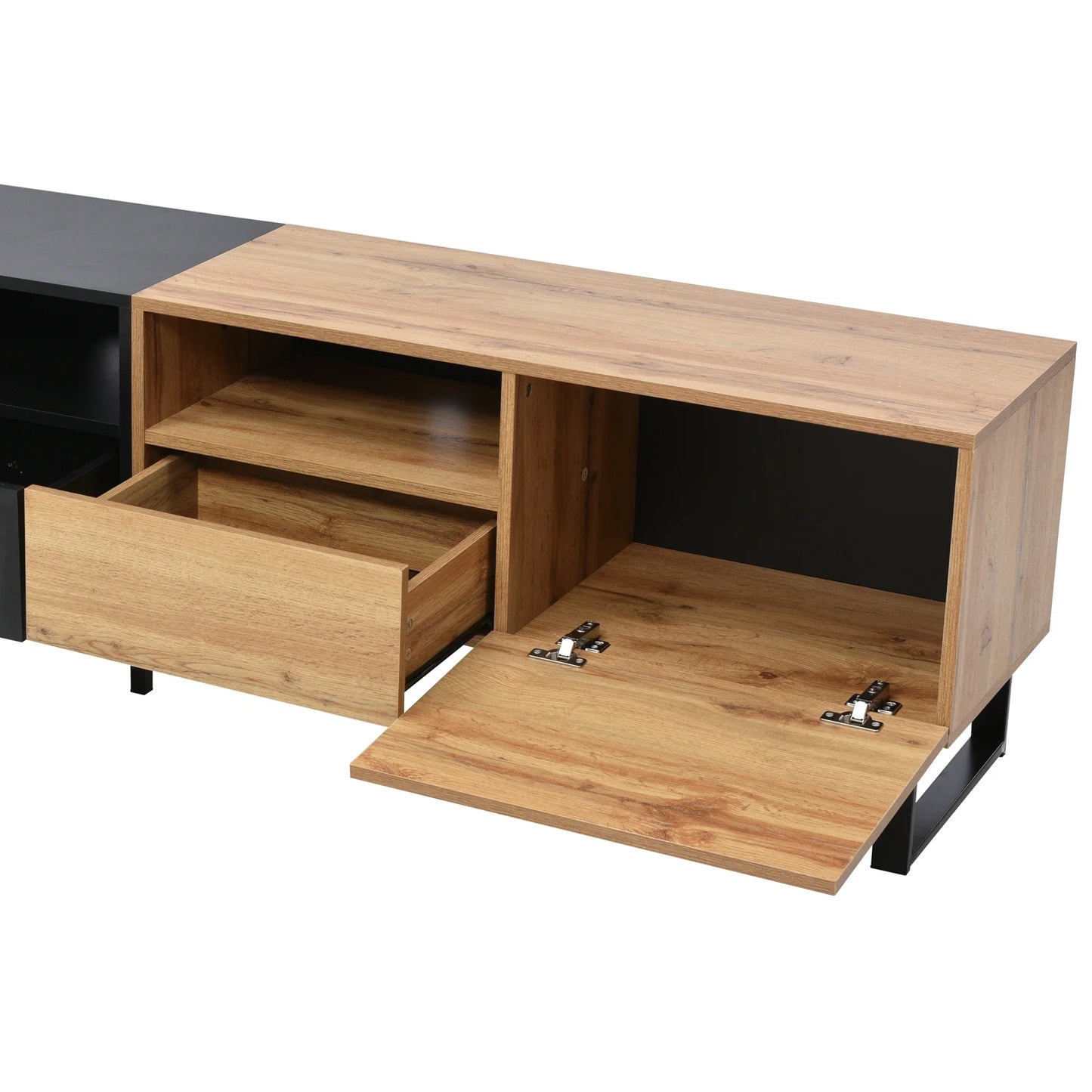 PINGGO Modern Minimalist TV Cabinet Large Capacity Storage Cabinet With Doors And Drawers Wood Grain Design TV Media Console