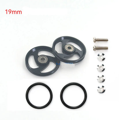 2pcs 15418 13-12mm Aluminum Alloy Guide Rollers 15461/15426 2023Jcup 95160 19mm Roller With Rubber Ring Tamiya Mini 4WD Homemade