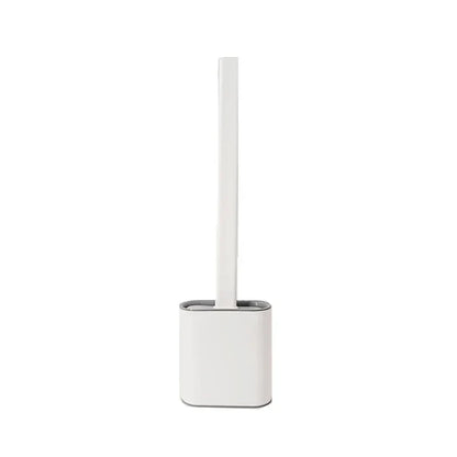 Toilet Brush Water Leak Proof With base Silicone Wc Flat Head Flexible Soft Bristles Brush with Quick Drying Holder Set