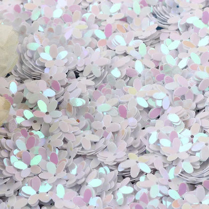 Sequin Matte White Color 10mm Cup Five Finger Flower Sequins Paillettes Sewing Wedding Craft Women Garments Accessories 10g/lot
