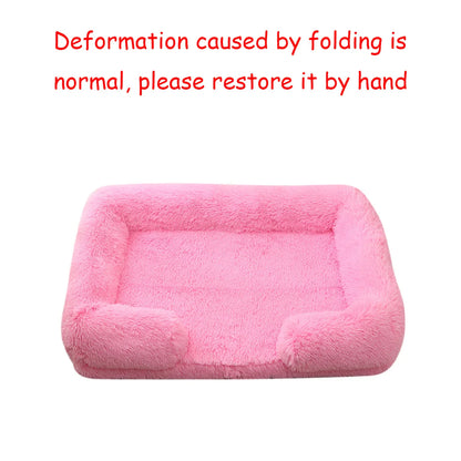 Square Dog Bed Plush Pet Bed Winter Thickened Pad House for Dogs Bed Cat Sofa for Flyffy Dogs Sleeping Bed Sofa Removable Mat