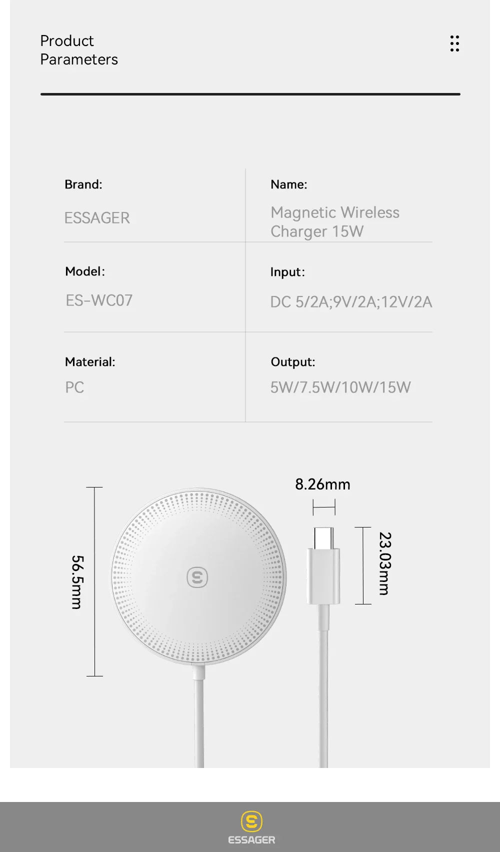 Essager 15W Magnetic Qi Wireless Chargers Fast Charging for iPhone 14 13 12 Pro Max PD Fast Charging For Xiaomi Pad Adapter