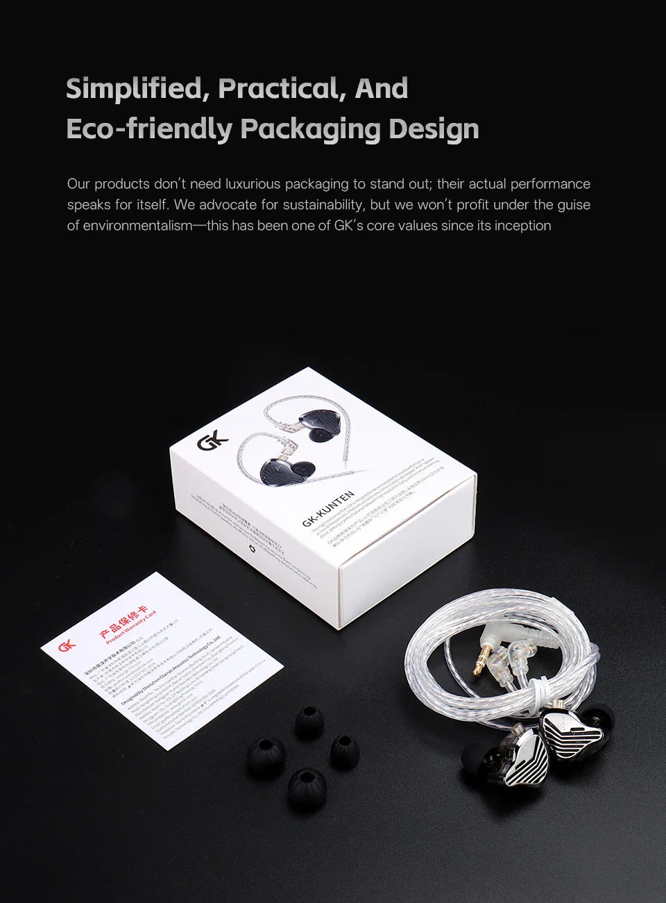 GK KUNTEN Dynamic Drive Heavy Bass Earbuds HIFI Sports Metal Headphones Detachable 2PIN Compatible with KZ Zenith EDX PRO