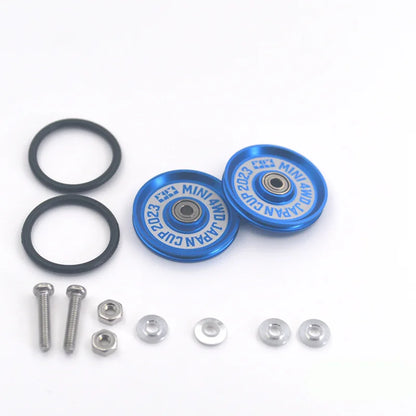 2pcs 15418 13-12mm Aluminum Alloy Guide Rollers 15461/15426 2023Jcup 95160 19mm Roller With Rubber Ring Tamiya Mini 4WD Homemade