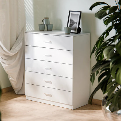 4&5 Drawer Bedroom Storage Cabinet with Metal Handles & Smooth Runners, Anti-Bowing Reinforced Frame, Modern Furniture Unit