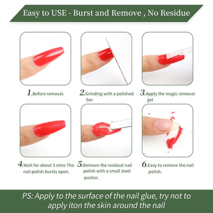Misscheering 15ml Magic Fast Nail Gel Polish Remover Clean UV Soak Off Semi Permanent Varnish Nail Art Removal Tools Manicure
