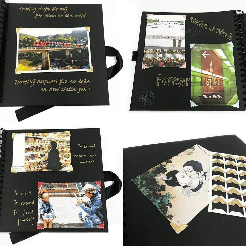 ZK20 80 Sides Black Memory Books DIY Craft Photo Albums Scrapbook Cover Kraft Album For Wedding Anniversary Gifts Memory Books