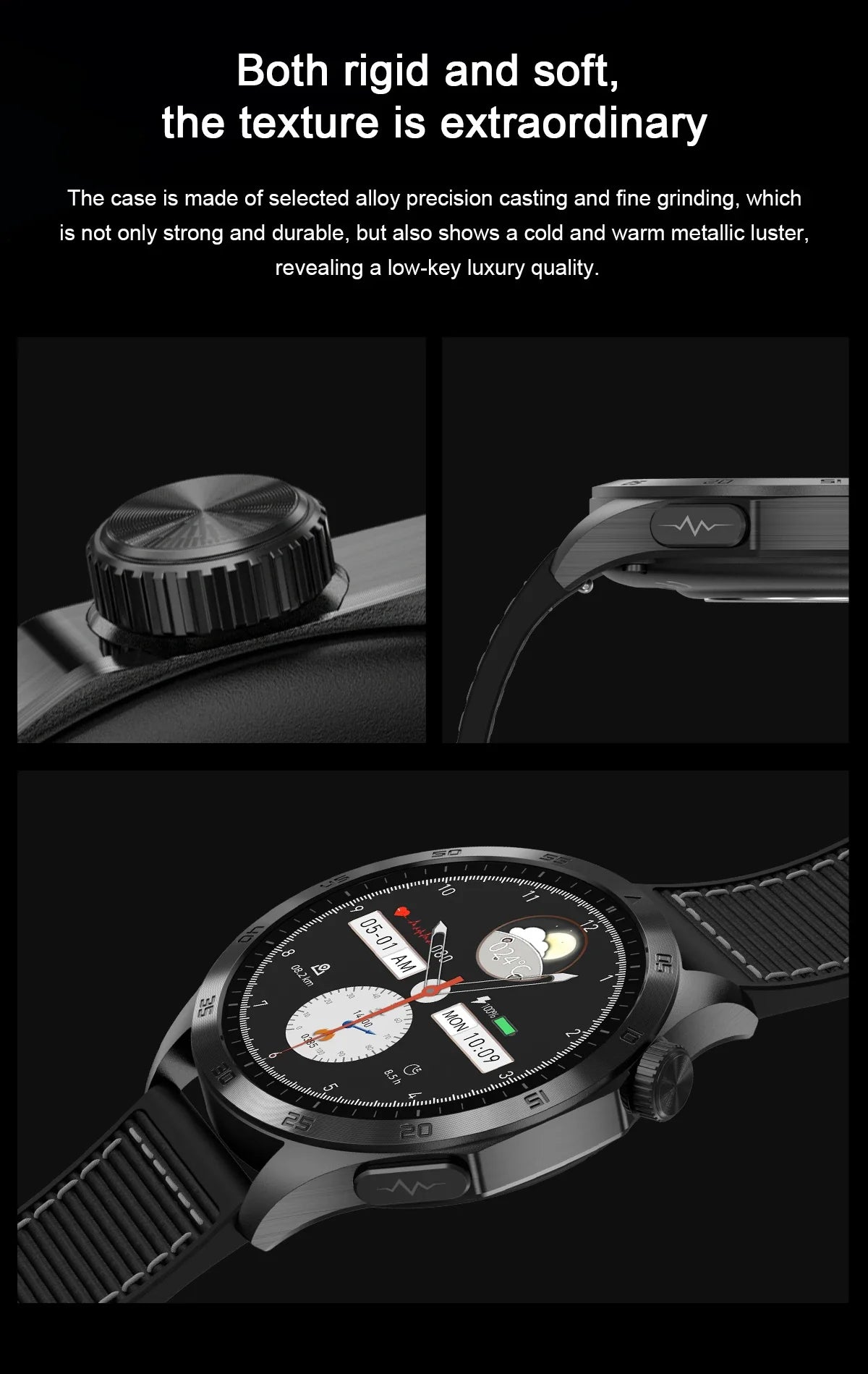 For iOS Android New Health Measurement SmartWatch Men Blood Oxygen Uric Acid ECG+PPG Body Blood Pressure HD Bluetooth Call Watch