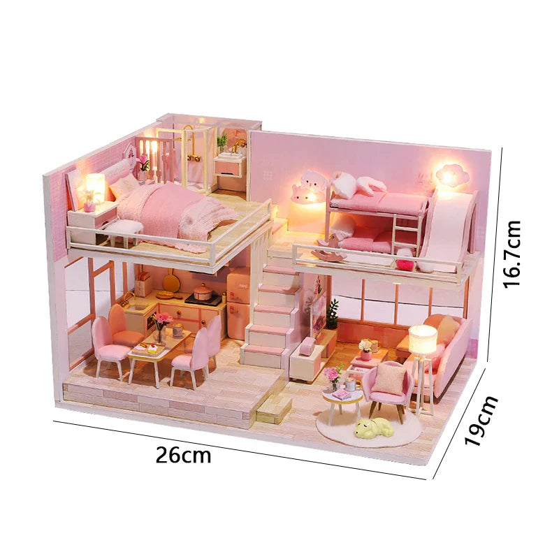 DIY Doll Houses Kits 3D Wooden Puzzles Mini Doll House Assembly Building Furniture Handmade Toys For Kids Birthday Gifts