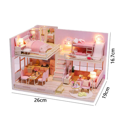DIY Doll Houses Kits 3D Wooden Puzzles Mini Doll House Assembly Building Furniture Handmade Toys For Kids Birthday Gifts