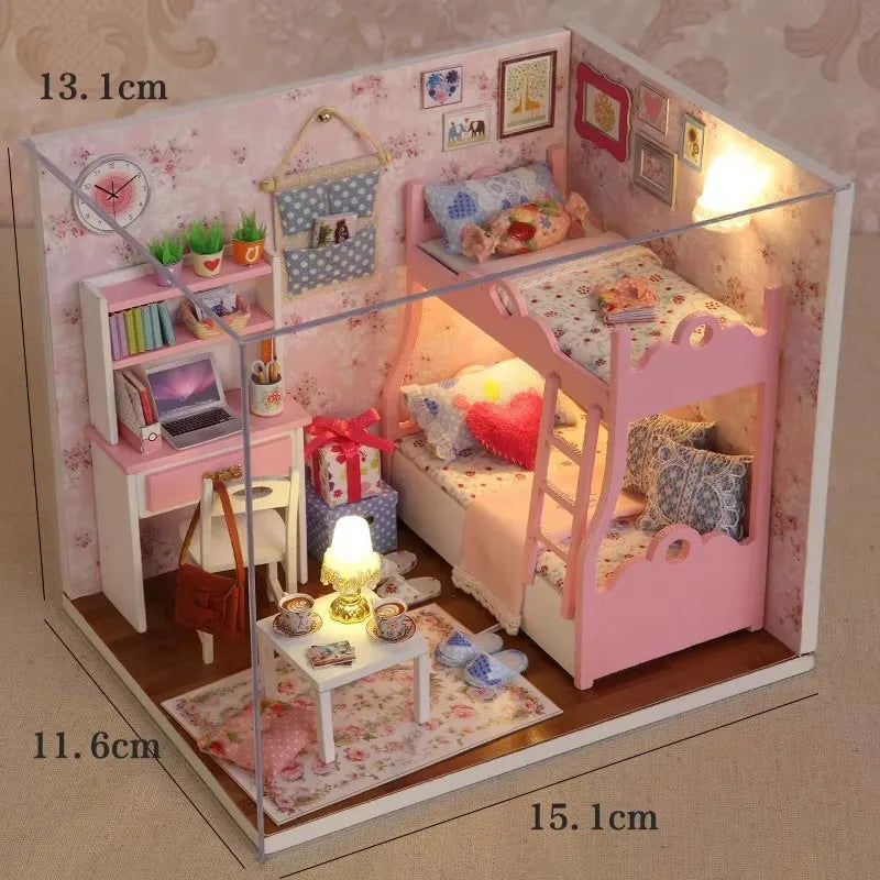 DIY Doll Houses Kits 3D Wooden Puzzles Mini Doll House Assembly Building Furniture Handmade Toys For Kids Birthday Gifts