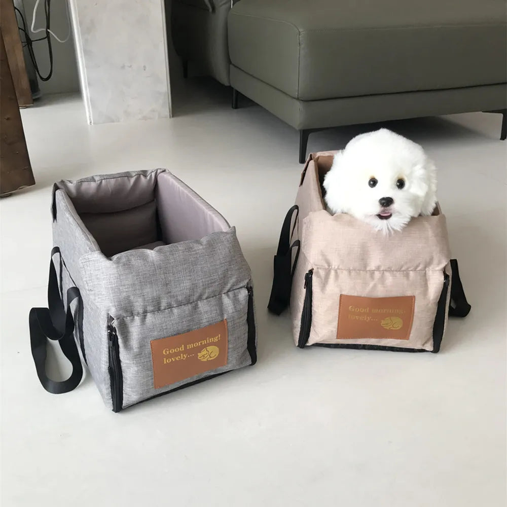 Pet Products Portable Console Booster Dog Car Seat & Carrier for Small Dogs & Cats,Car Seat for Center Car Armrest Safety Tether