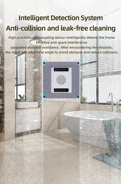 Robot Window Cleaner Liectroux YW509, 4-Way Water Spray,Home Glass Floor Window Robot Vacuum Cleaner,Strong Vacuum,Smart Memory