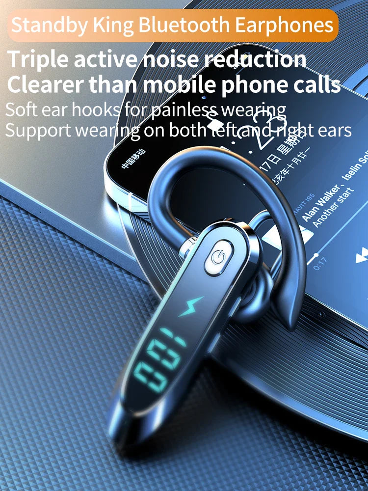 Bluetooth 6.0 Earphone Ear Hook Headphone 270 Degree Rotation LED Display HIFI Stereo Noise Reduction Headset Waterproof Earbud