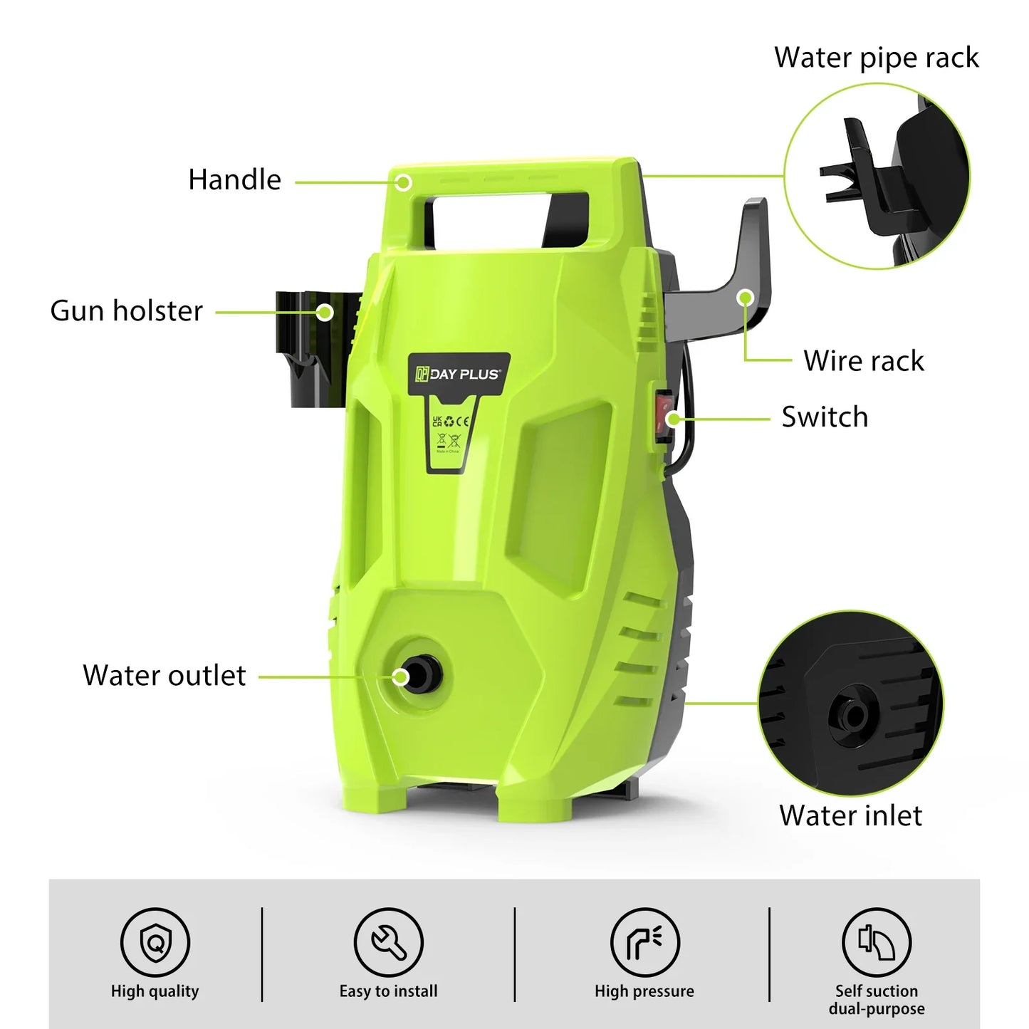 3000W Electric High Pressure Washer 200Bar 3000PSI Power Jet Wash Patio Car Jet Washers with 7m Hose, Adjustable Nozzle