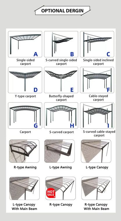 Waterproof Aluminum Outdoor Pergola with Curved Polycarbonate Top Easy Assembly Custom Size for Garden Backyard