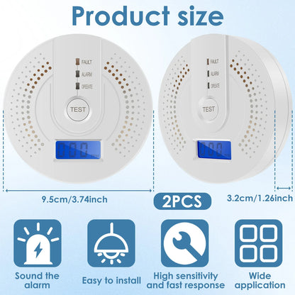 Independent CO Alarm Sensor Carbon Monoxide Alarm Detector High Sensitive Warning LCD Display CO Alarm With UL2034 For Home Test