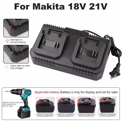 Dual Slot Charger 18V 21V Li-ion Battery Charger for Makita BL1415 BL1815 BL1830 BL1850 Electric Drill Power Tools EU US Plug