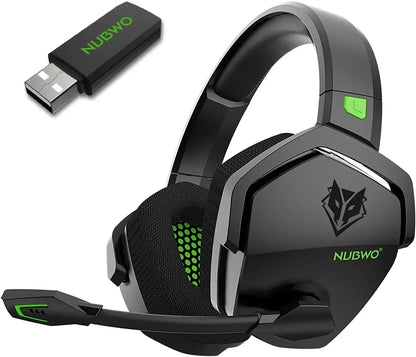 NUBWO G06 Wireless Headsets Gamer with Charging Station for Headset and PS5 Controller Gaming Headphones Long Battery Life