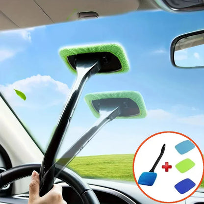 Car Window Cleaner Brush Kit Windshield Cleaning Wash Tool Inside Interior Auto Glass Wiper with Long Handle Car Accessories