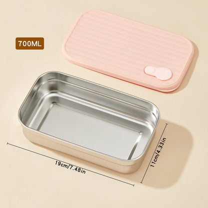 WORTHBUY 304 Stainless Steel Lunch Box With Lid Portable Fruit Salad Food Container Stackable Leak Proof Bento Box For Student
