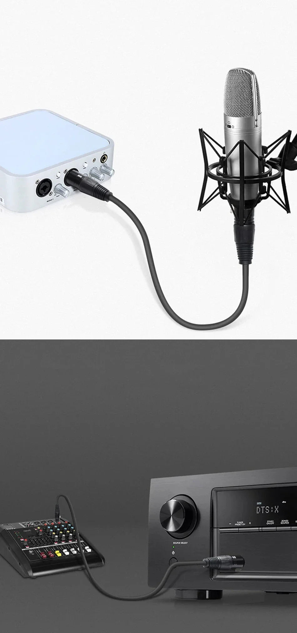 3Pin XLR Cable Male to Female Sound Cannon Microphone Cable for Mixer Amplifier Balanced Analog Audio Cord XLR Extension Cable