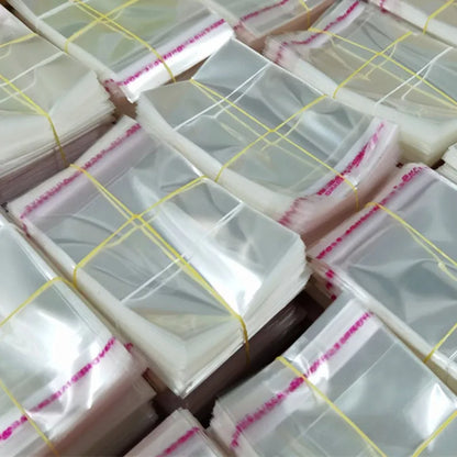 200pcs Transparent Cellophane Bags Cookie Candy Plastic Pouch Jewelry Card Gift Small Self Adhesive Bag Postcard Protective Case