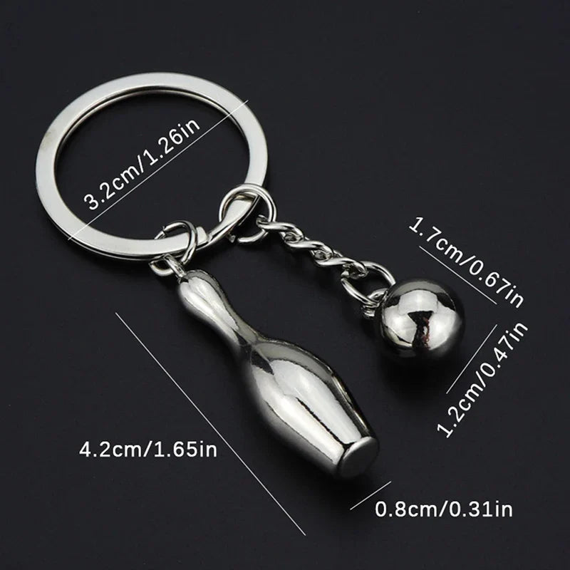 Creative Alloy Bowling Ball Pendant Car Key Ring Purse Bag Ornament Keychain Sports Lover Club Gift Bowling Ball Pendant