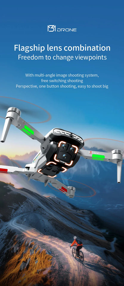 New Obstacle Avoidance M3 Drone Brushless Motor Helicopter Optical Flow Hovering GPS 8K 3 Camera Foldable Quadrotor Aircraft Toy