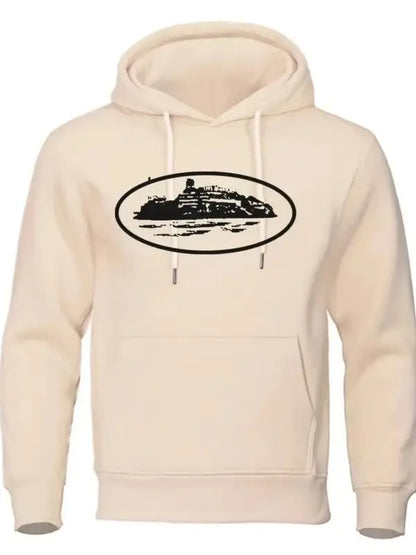 Men's Premium Hoodie Sweatshirt with General Brand Logo Comfortable Streetwear Casual Hooded Pullover for Youth