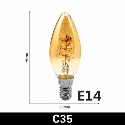 1-10pcs E27 E14 Retro Edison LED Filament Bulb AC 220V Spiral Light C35 G45 A60 ST64 G80 G95 G125 Glass Bulb Retro Candle Lamp