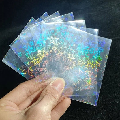 100PCS Holographic Card Sleeves photcard Protector 65x90mm for Magic TCG gaming cards, Anti-Scratch Glittering Foil Film