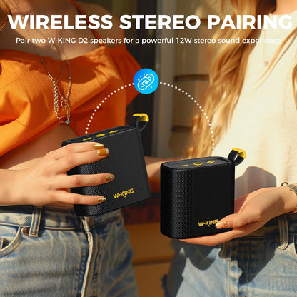 W-KING Portable Wireless Bluetooth Speaker, 6W Deep Bass Sound, IPX7 Waterproof, 10H Playtime, TWS/FM/TF/AUX, Handsfree Call
