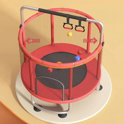 Kids Trampoline, Adjustable Toddler Trampoline with Basketball Hoop, Swing, Sandbag, Ocean Balls,Trampoline with Enclosure Net