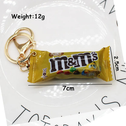 Simulation M Bean Chocolate Chocolate Key Chain Pendant Miniature M Bean Pendant Creative Food and Play Goods Gift Decoration