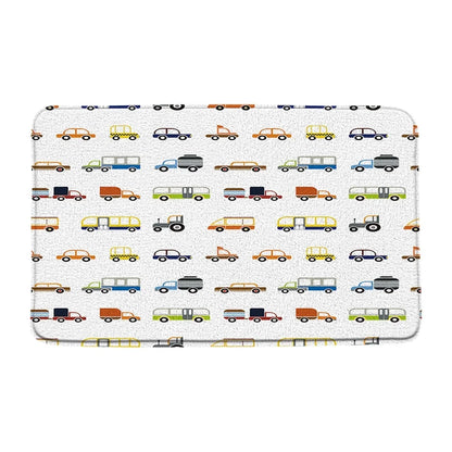 Cartoon Car Bathroom Decor Set Teens Transportation Car Shower Curtain for Kid Boy Girl Truck Bus Taxi Bath Mat Rug Toilet Cover