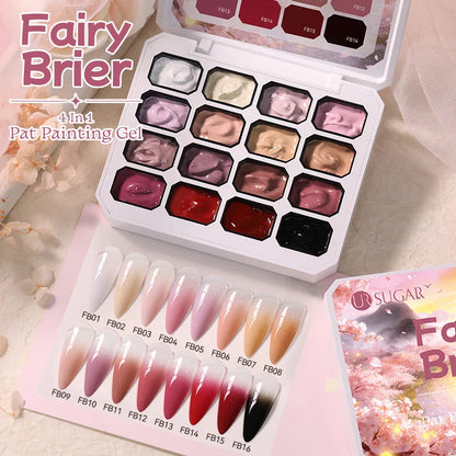 UR SUGAR 4 in 1 16 Colors Pat Painting Gel For Gradient  Stamping Drawing Pattern UV/LED  Gradient Patting Gel Palette