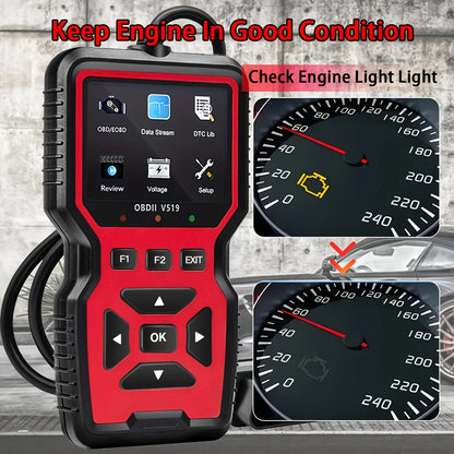 Professional Advanced Obdii/Eobd Car Diagnostic Scan Tool, Battery Tester, I/M Readiness Status, Fault Code Eraser, Suitable for All Obd Ii Protocol Cars Manufactured since 1996, No Battery Required