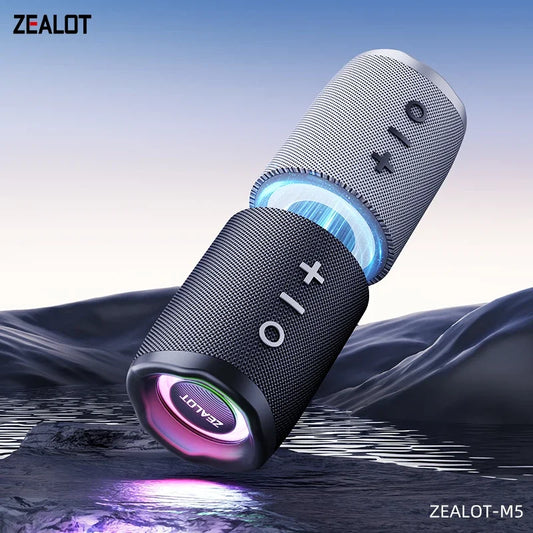 zealot-m5 Magnetic Bluetooth Speaker Colorful Subwoofer Outdoor Wireless 2-in-1 Audio V5.4 Core Chip,Micro SD Card,RGB Light
