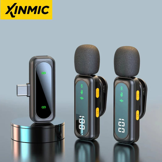 J21 Wireless Lavalier Lapel Microphone Audio Video Recording Mini Mic for iPhone Android Mic Portable Noise Reduction Vlog  Live