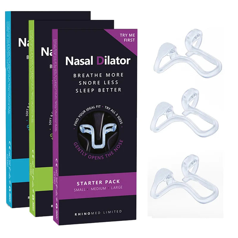 3 Sizes Silicone Anti Snoring Nose Clip Elastic Nasal Dilator for Better Sleep Improved Airflow Travel Home Use Comfort
