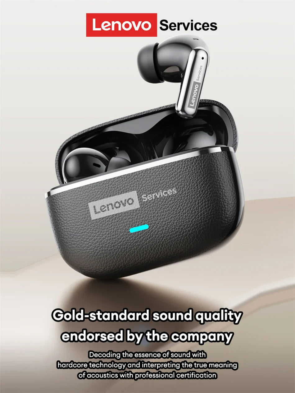 Lenovo LE208 TWS Bluetooth 6.0 Wireless Leather Earphones Stereo ENC Noise Cancelling Headphone 38ms Low Latency Gaming Headset