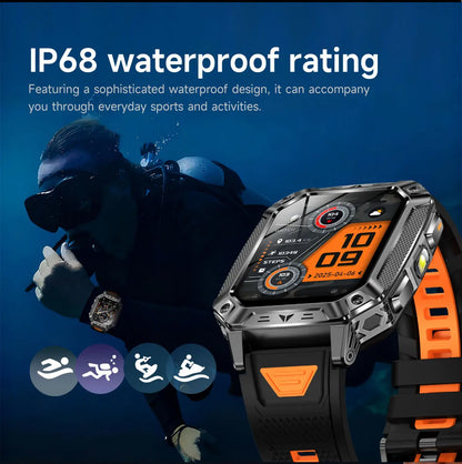 2026 New Built-in 1400mAh Super Large Battery Men Smart Watch Outdoor GPS 2.01"AMOLED Screen 10ATM Waterproof BT Call Smartwatch