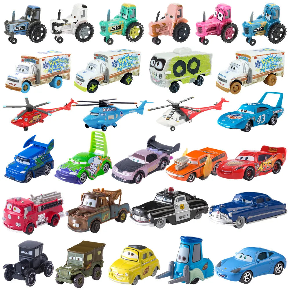Cars Disney Pixar Cars Toy Lightning McQueen Jackson Storm Mater Sally Sheriff 1:55 Diecast Model Car Toy Children Birthday Gift