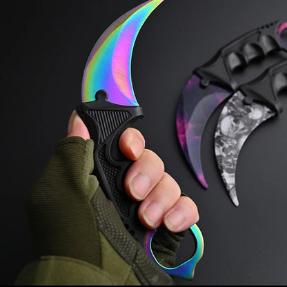 Unsharpened Safety Karambit Gift Knife Toy No Sharp Blade Cosplay Prop Plastic Training Knife for Role Play Game Collection